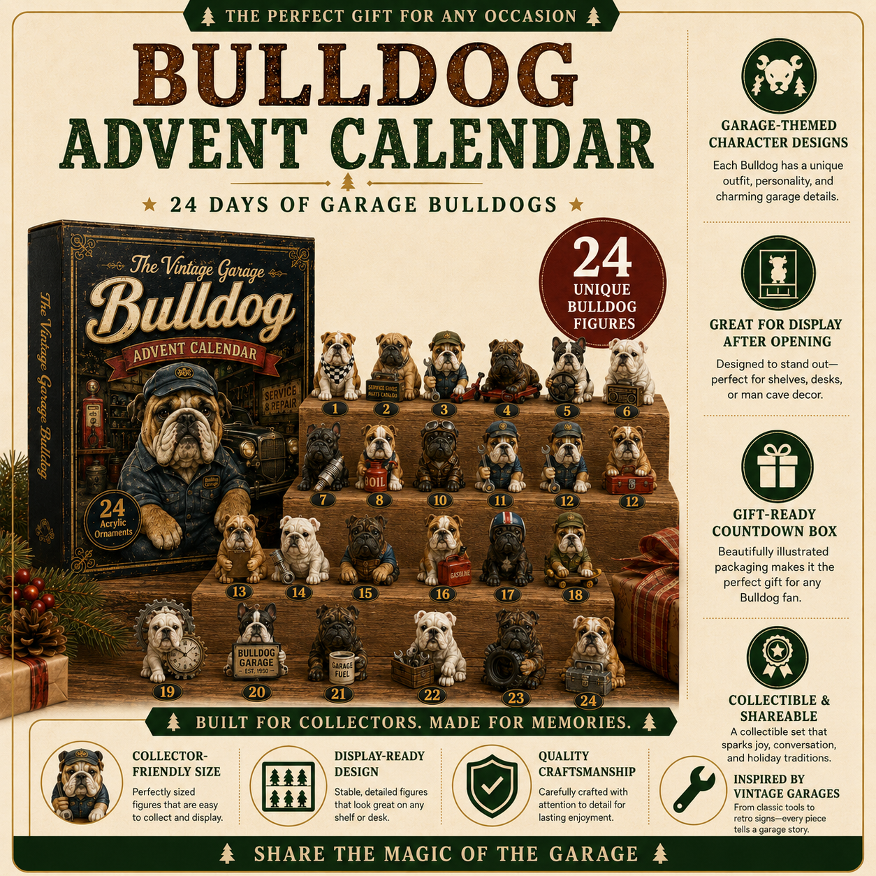 🔥49% Off Last Day -🔧 Vintage Garage Bulldog Advent Calendar 2026 – 24 Days of Classic Bulldog Garage Surprises