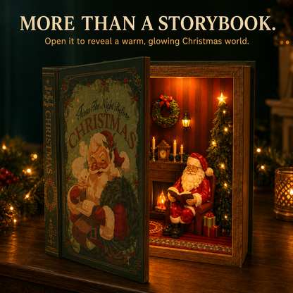 🎄 Vintage Christmas Storybook Light-Up Diorama – Open the Book & Discover the Magic