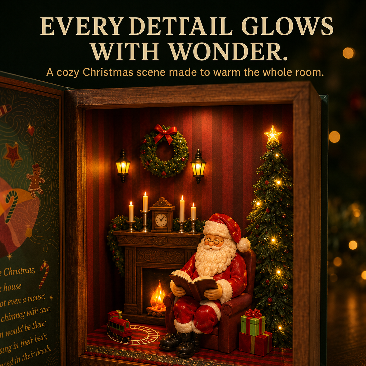 🎄 Vintage Christmas Storybook Light-Up Diorama – Open the Book & Discover the Magic