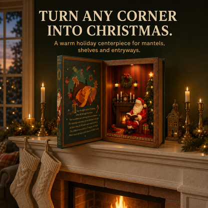 🎄 Vintage Christmas Storybook Light-Up Diorama – Open the Book & Discover the Magic
