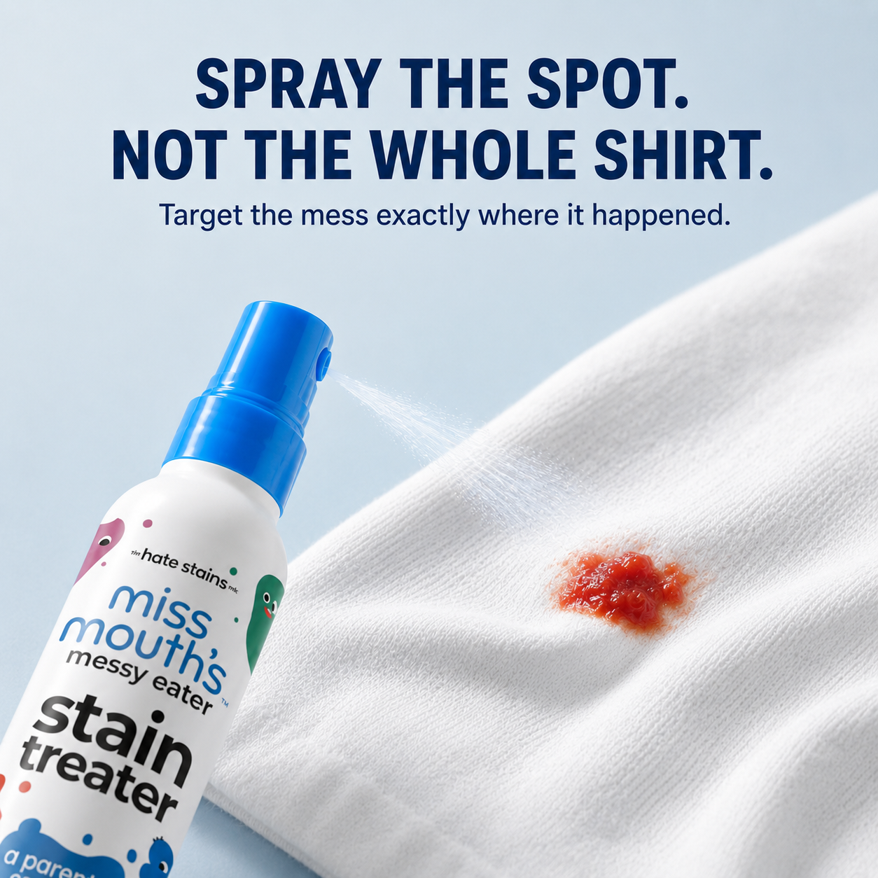 🧼 Messy Meal Stain Rescue Spray – Targeted Pre-Treatment for Washable Fabrics