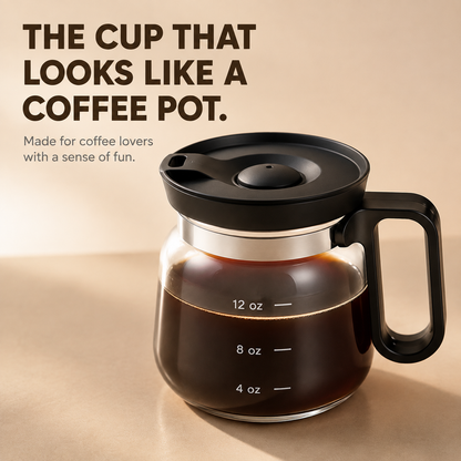 ☕ Coffee Pot-Shaped Glass Mug with Lid – The Gift Coffee Lovers Want to Keep