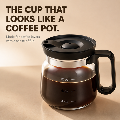 ☕ Coffee Pot-Shaped Glass Mug with Lid – The Gift Coffee Lovers Want to Keep