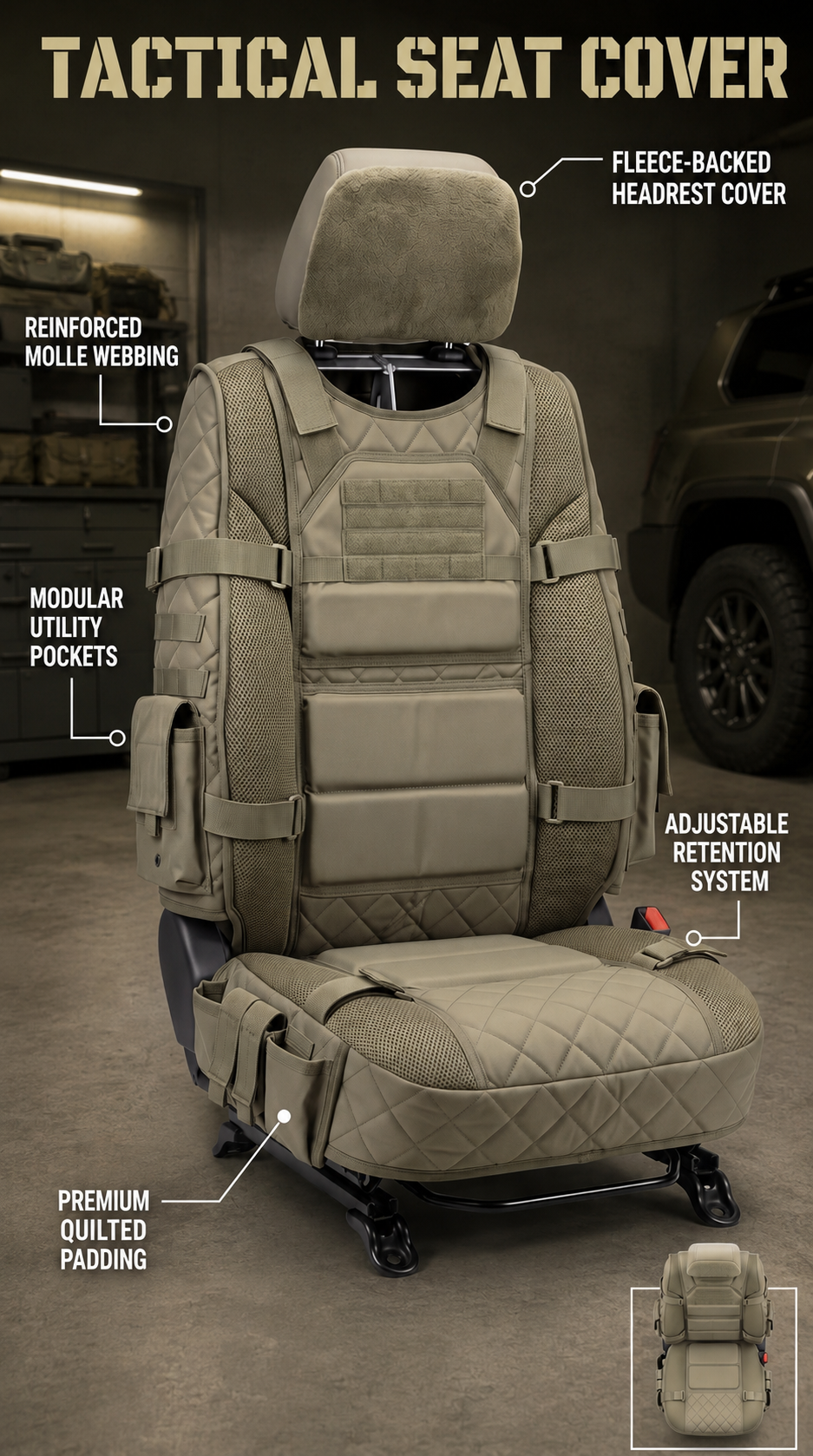 Rugged MOLLE Tactical Truck Seat Cover