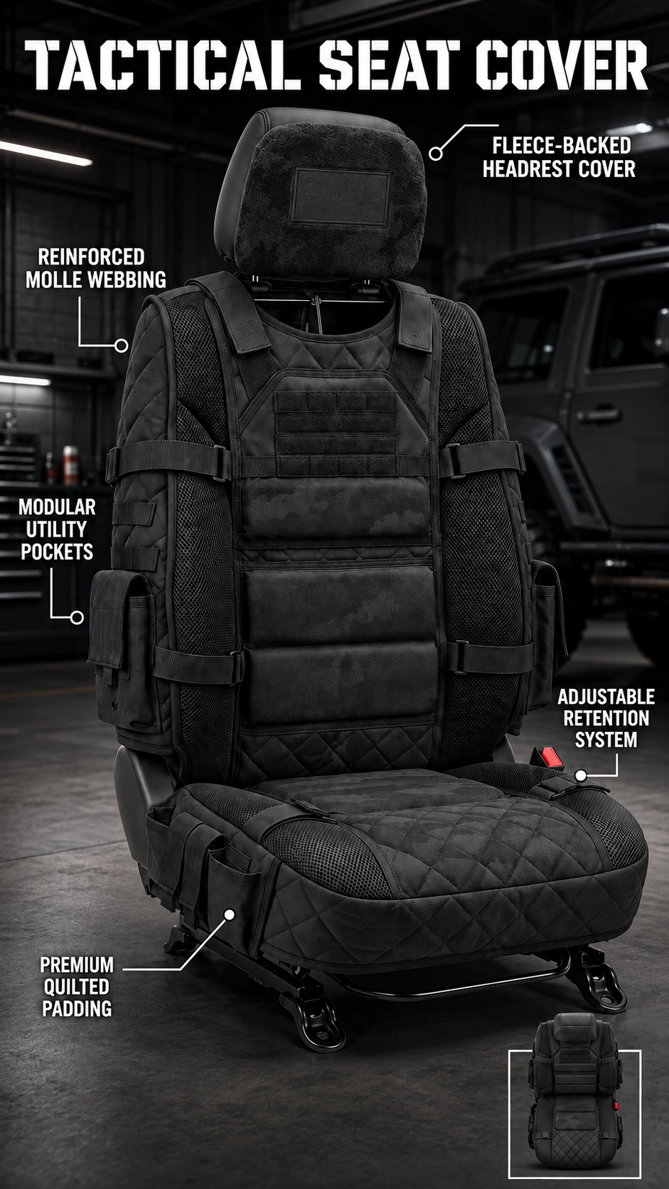 Multicam Black MOLLE Seat Cover