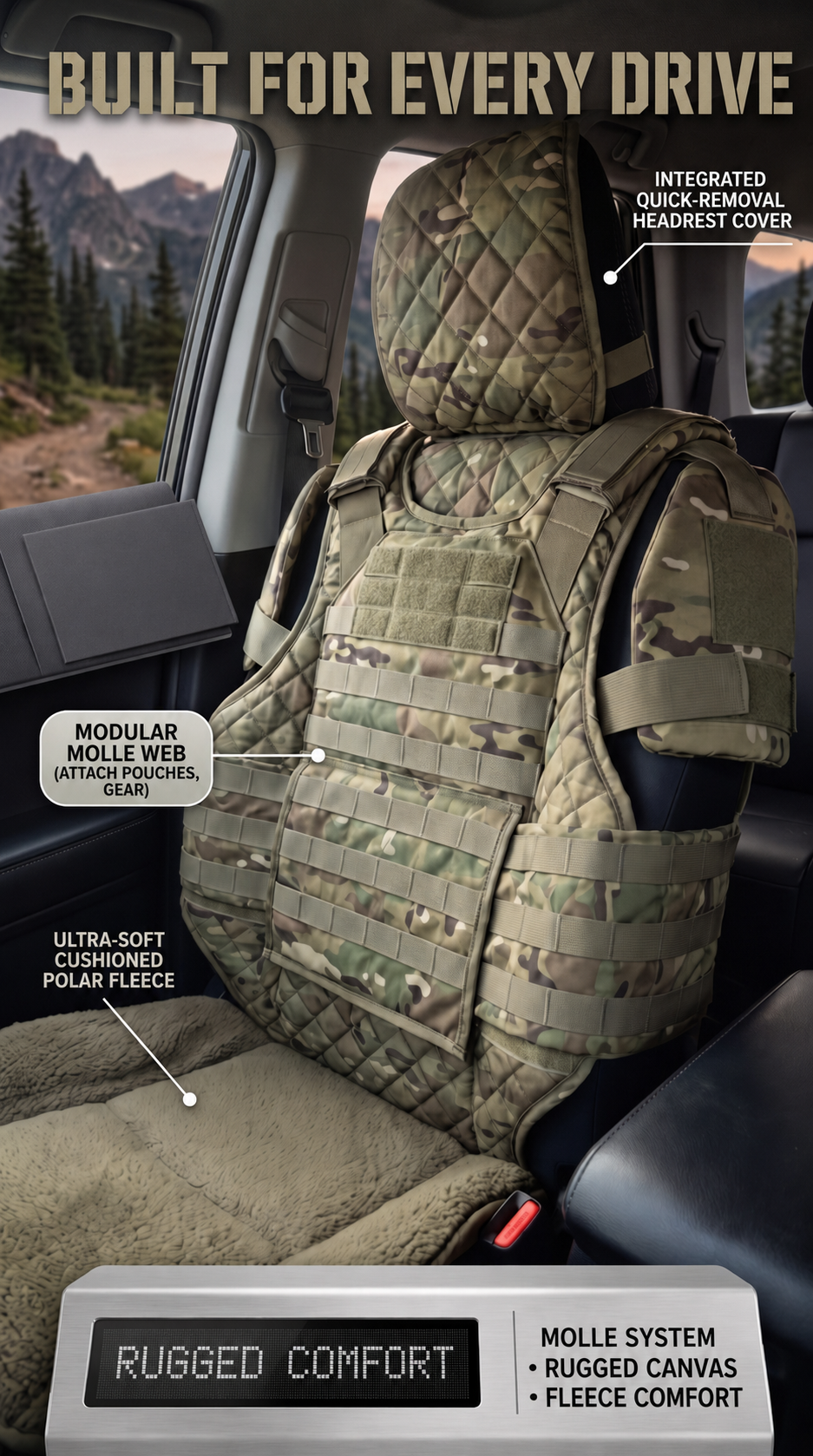 🚙Rugged MOLLE Truck Seat Cover – Tactical Storage, Seat Protection & All‑Day Comfort