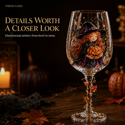 🎃 6-Piece Halloween Decorative Wine Glass Set – Spooky Collectible Goblets