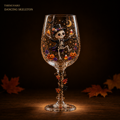 🎃 6-Piece Halloween Decorative Wine Glass Set – Spooky Collectible Goblets