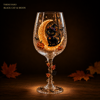 🎃 6-Piece Halloween Decorative Wine Glass Set – Spooky Collectible Goblets
