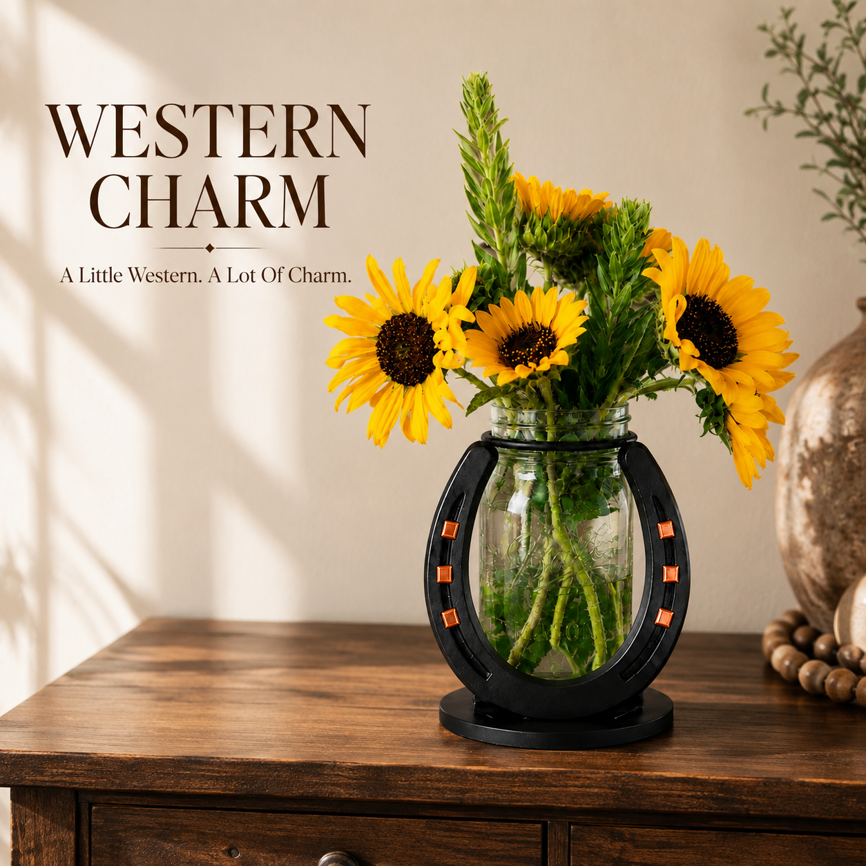 Horse shoe Flower Mason Jar Vase