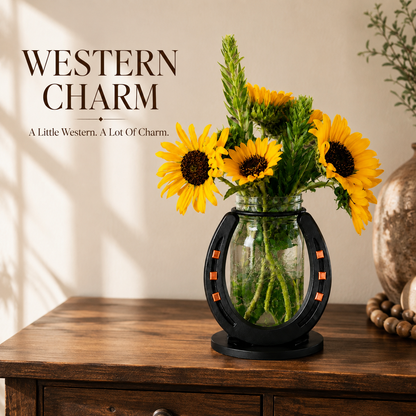 Horse shoe Flower Mason Jar Vase