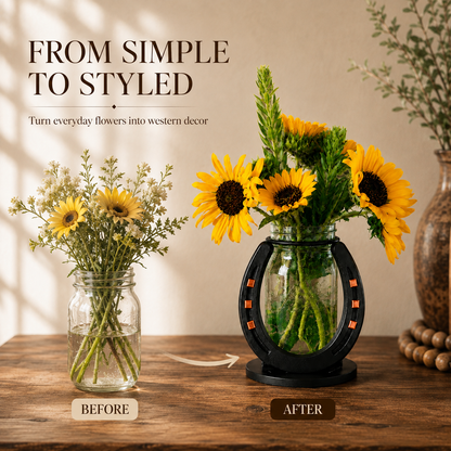 Horse shoe Flower Mason Jar Vase
