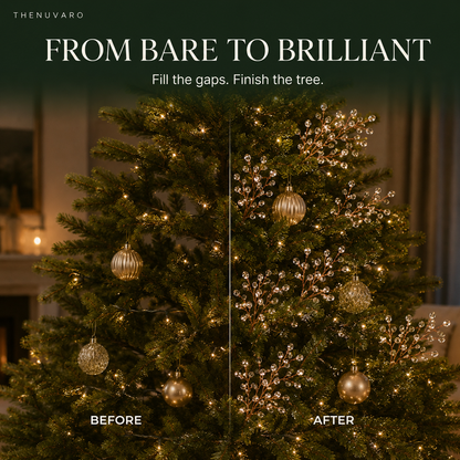 ✨ Crystal Beaded Christmas Tree Branch Picks – Instant Sparkle & Fuller Holiday Décor