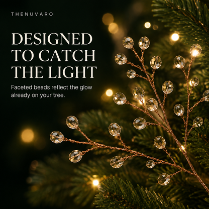 ✨ Crystal Beaded Christmas Tree Branch Picks – Instant Sparkle & Fuller Holiday Décor