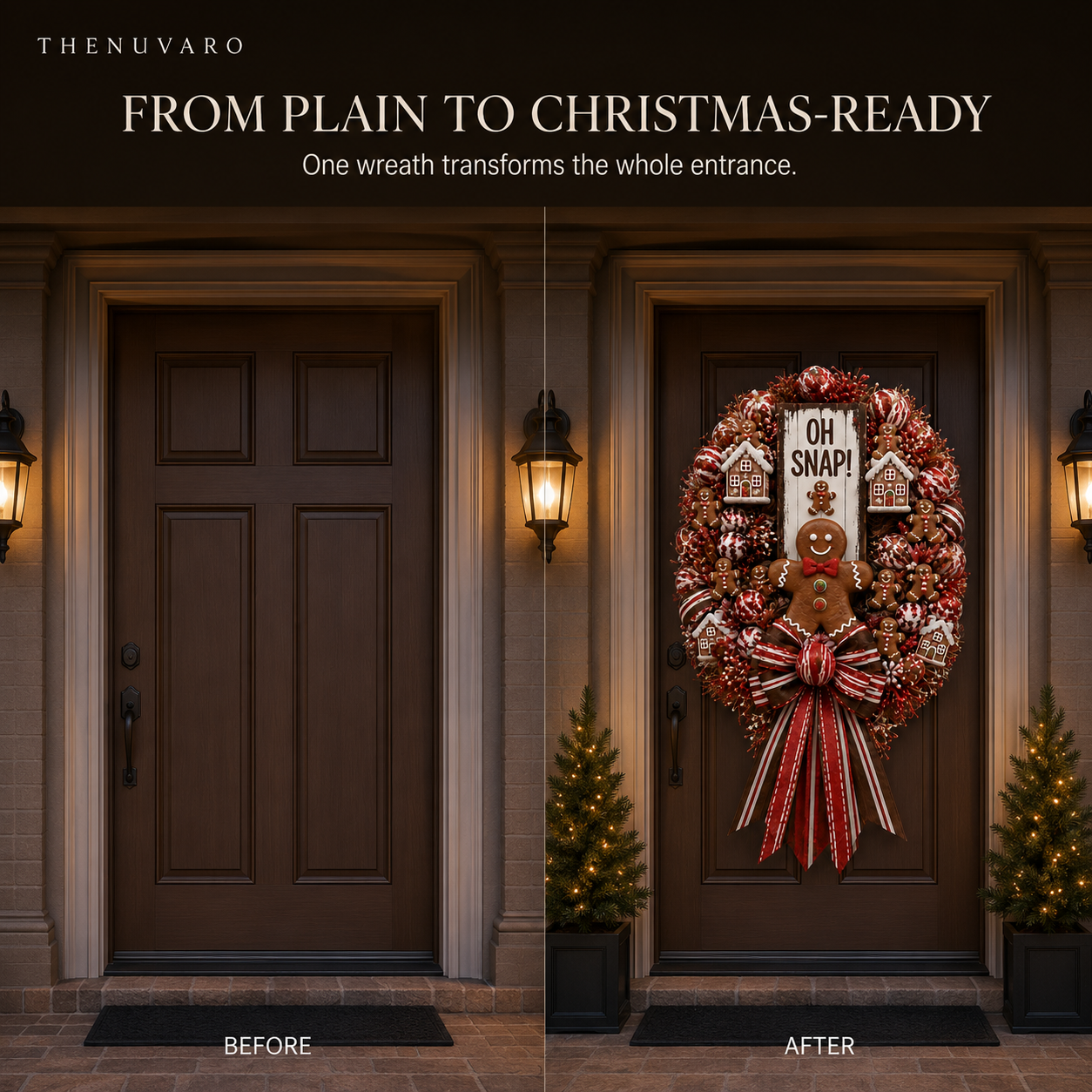 🎄 Oversized Themed Christmas Door Wreath – Snowman, Gingerbread & Santa Styles