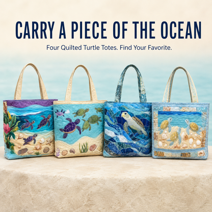 🐢 Handmade Quilted Sea Turtle Tote Bag – Carry a Piece of the Ocean