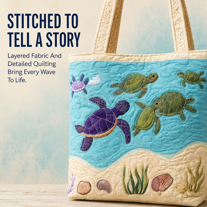 🐢 Handmade Quilted Sea Turtle Tote Bag – Carry a Piece of the Ocean