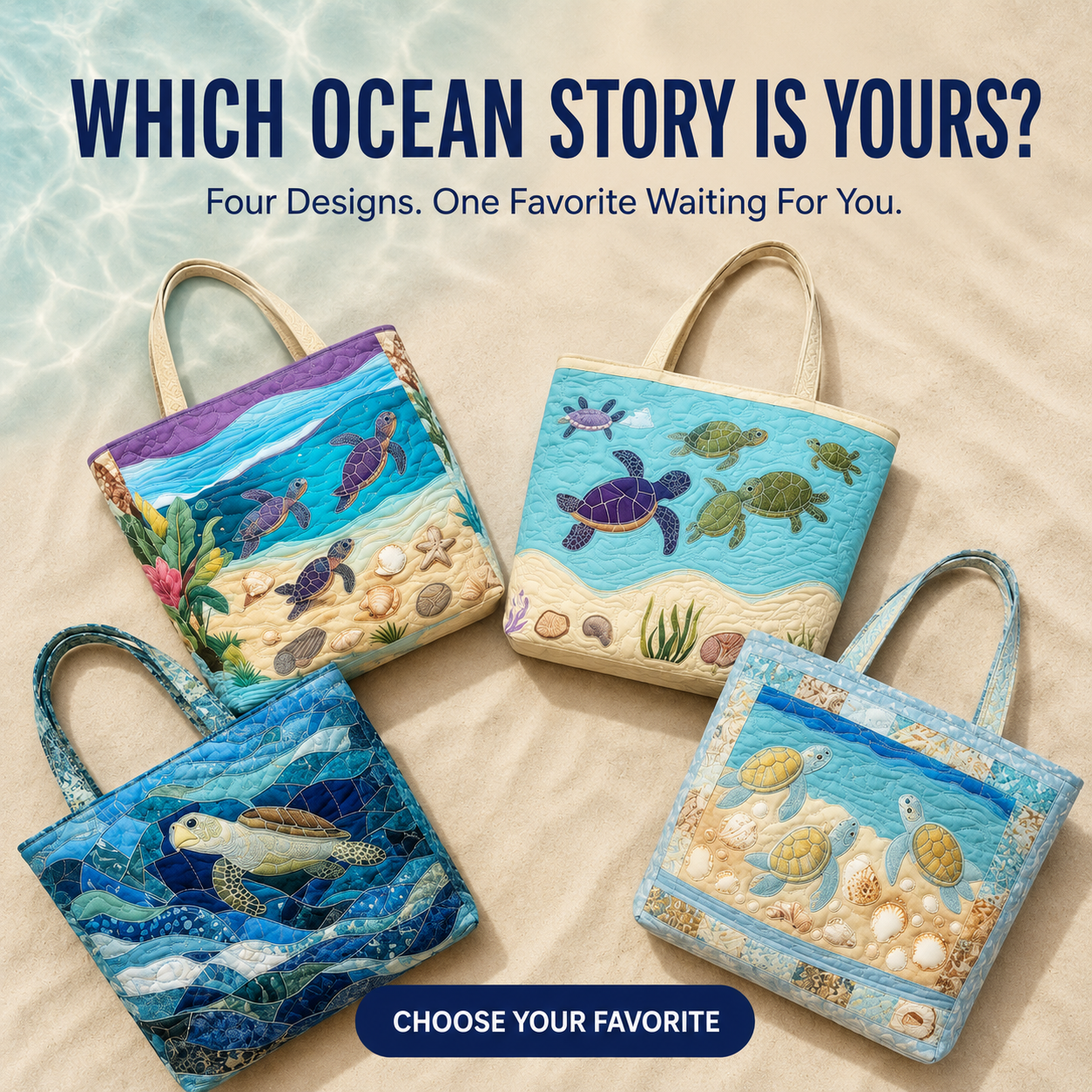 🐢 Handmade Quilted Sea Turtle Tote Bag – Carry a Piece of the Ocean