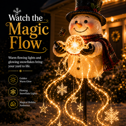 ⛄ Solar Snowman Magic Fountain Light – Flowing Snowflake Christmas Yard Decor