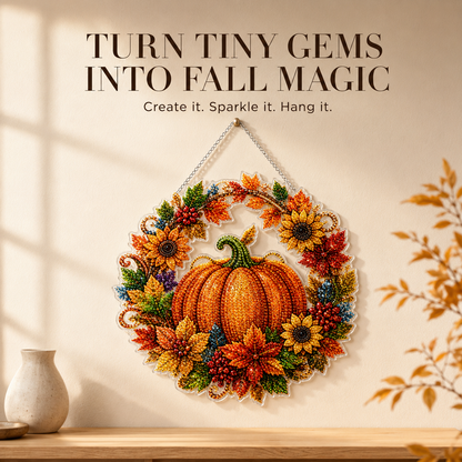 🎃 DIY Pumpkin Wreath Diamond Painting Kit – Sparkling Fall Hanging Decor