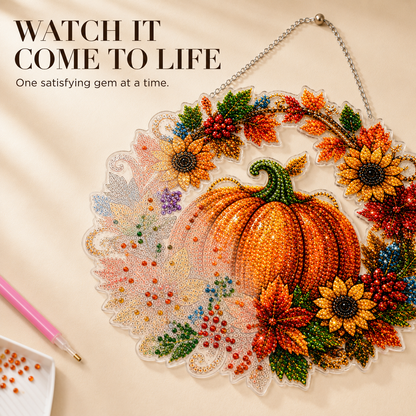 🎃 DIY Pumpkin Wreath Diamond Painting Kit – Sparkling Fall Hanging Decor
