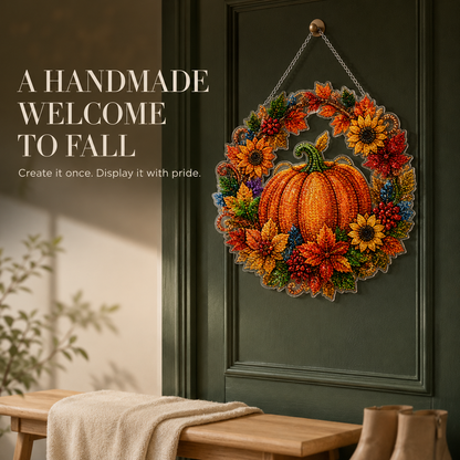 🎃 DIY Pumpkin Wreath Diamond Painting Kit – Sparkling Fall Hanging Decor