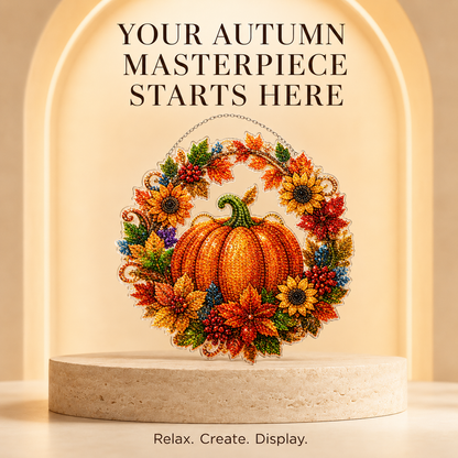 🎃 DIY Pumpkin Wreath Diamond Painting Kit – Sparkling Fall Hanging Decor