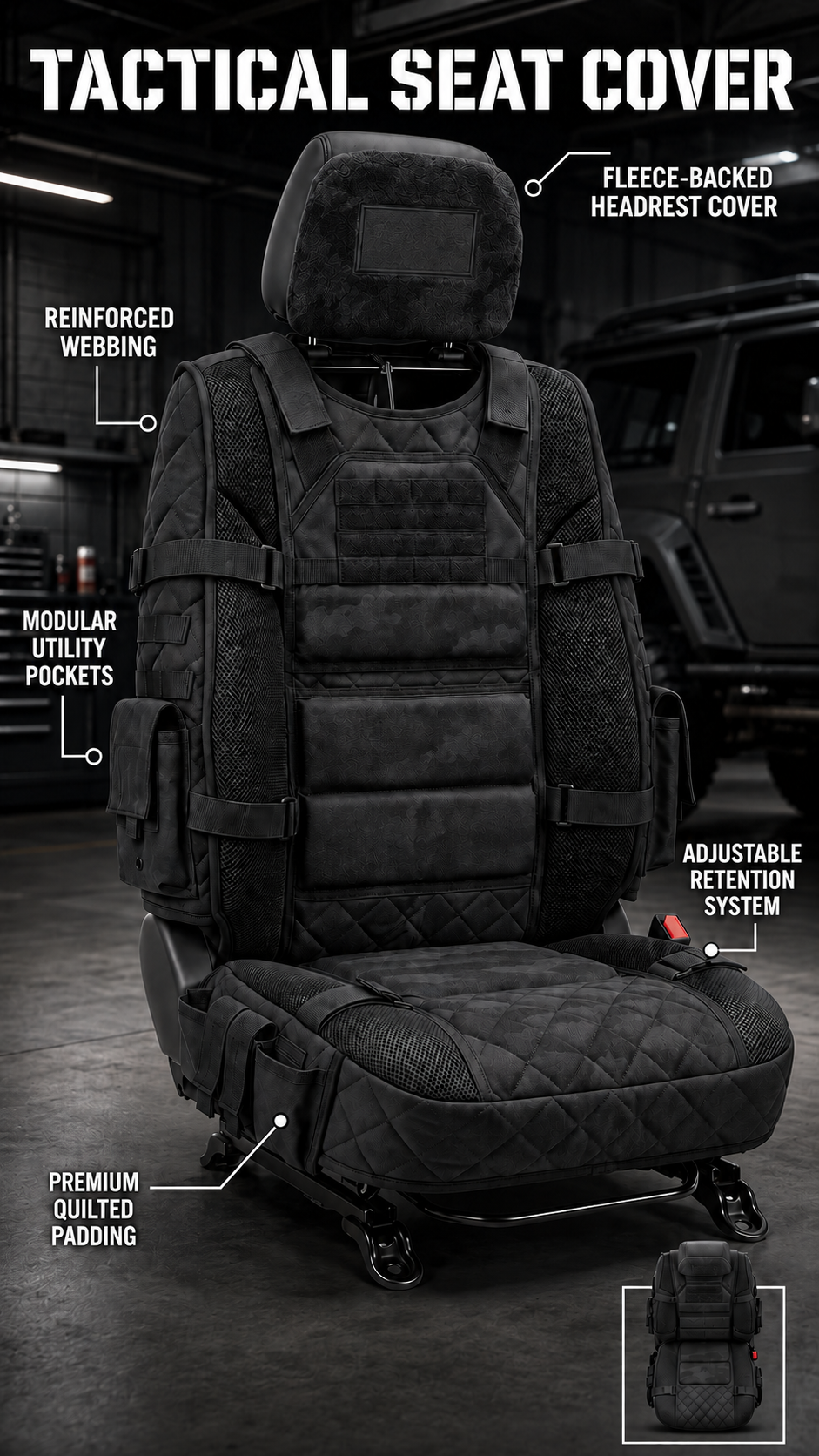 🚙Rugged Truck Seat Cover – Tactical Storage, Seat Protection & All‑Day Comfort