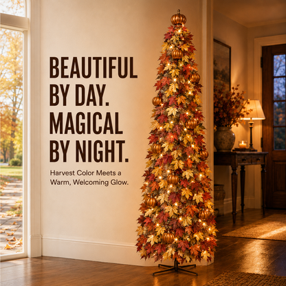 🍂 Pre-Lit Pop-Up Fall Tree – Quick-Setup Maple Leaf & Pumpkin Harvest Decor