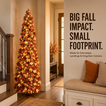 🍂 Pre-Lit Pop-Up Fall Tree – Quick-Setup Maple Leaf & Pumpkin Harvest Decor