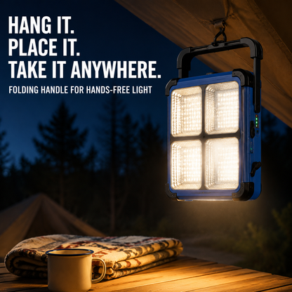 ☀️ 15,000-Lumen Solar Emergency Light – 11,000mAh 4-Panel Lantern & Power Bank