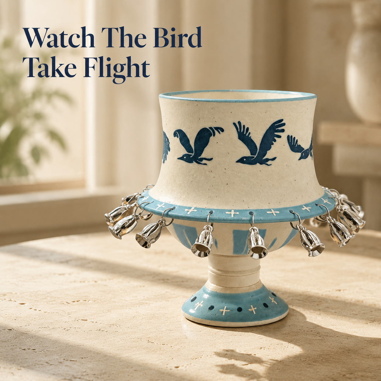 Flying Bird – Handcrafted Ceramic Spinner Goblet