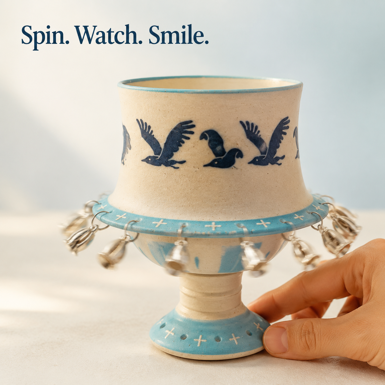 Flying Bird – Handcrafted Ceramic Spinner Goblet