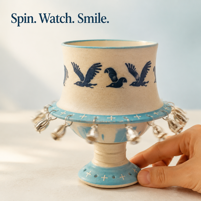 Flying Bird – Handcrafted Ceramic Spinner Goblet