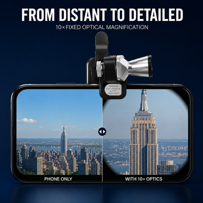 🔭 10×20 Mini Monocular Phone Telescope – Pocket Long-Distance Viewer with Adjustable Smartphone Clip