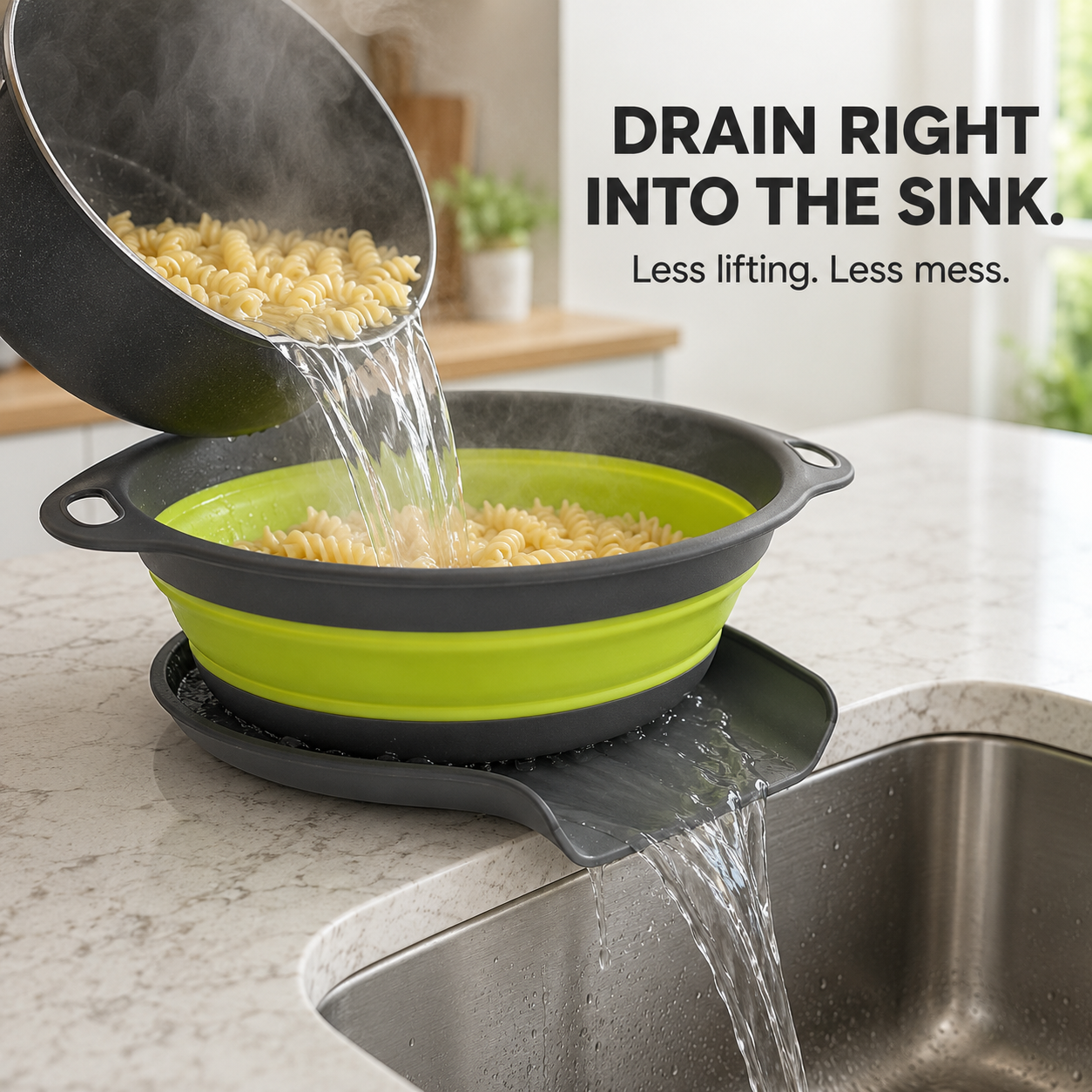 🥬 3-Piece Collapsible Colander Set – Space-Saving Kitchen Strainers for Pasta, Fruit & Vegetables