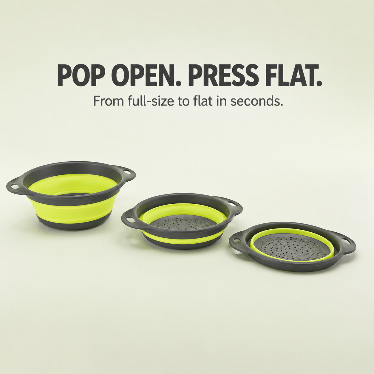 🥬 3-Piece Collapsible Colander Set – Space-Saving Kitchen Strainers for Pasta, Fruit & Vegetables