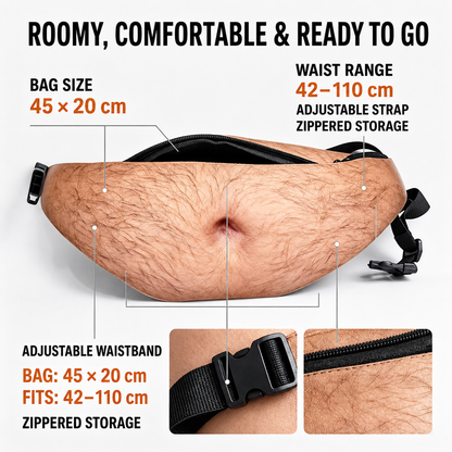 😂 Realistic Beer Belly Fanny Pack – Funny Hidden Waist Bag & Gag Gift