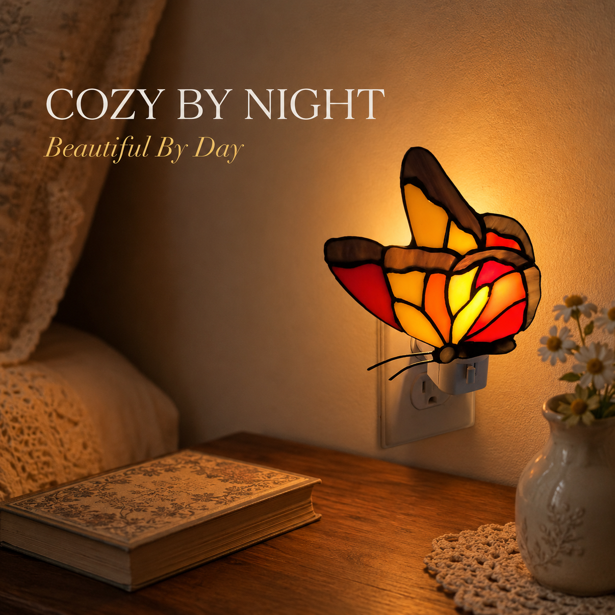 🦋 Butterfly Night Light – 360° Swivel Plug LED Wall Light