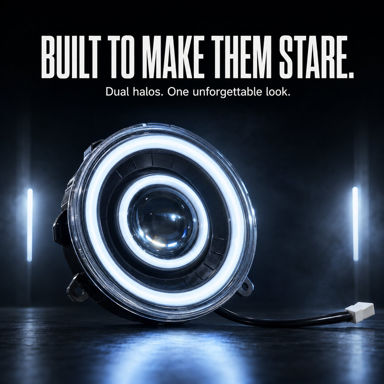 👁️ LED Eye Projector Headlight Module – Dual Halo Custom Car Lighting