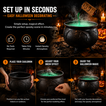 🎃 Cursed Brew Cauldron Halloween Decoration | Magical Bubbling Witch Potion Effect