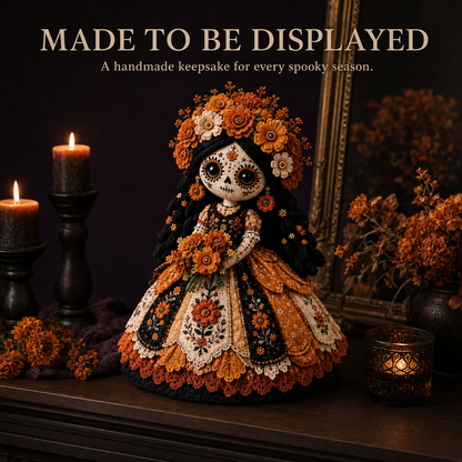 🌼 Day of the Dead-Inspired Skeleton Bride DIY Kit – Handmade Patchwork Doll