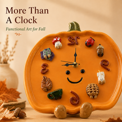 🎃 Mr Pumpkin Magnetic Clock | Handmade Autumn Wall Decor