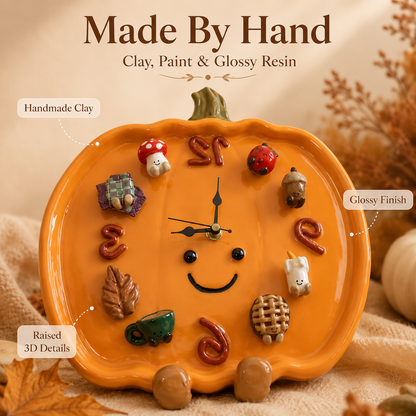 🎃 Mr Pumpkin Magnetic Clock | Handmade Autumn Wall Decor
