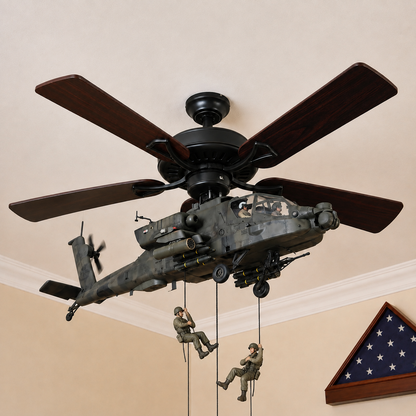 🚁 Military Helicopter Ceiling Fan Decor – Realistic Hanging Ornament for Man Cave & Home.