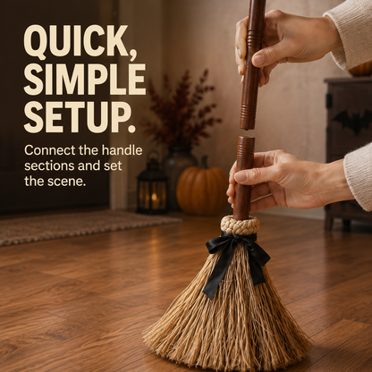 🧹 Enchanted Moving Witch Broom – Animated Halloween Decor