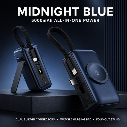 🔋 3-in-1 Mini Power Bank – Phone Charger, Watch Charger & Foldable Stand