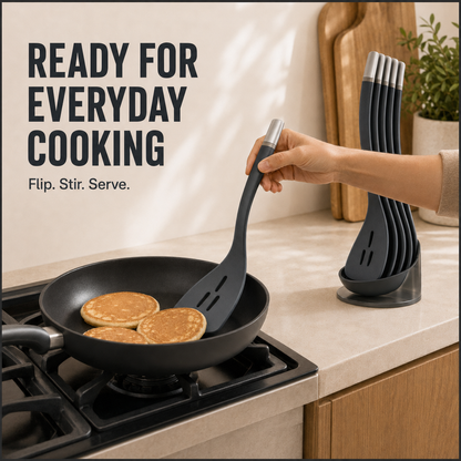 🍳 5-Piece Magnetic Nesting Kitchen Utensil Set with Storage Stand