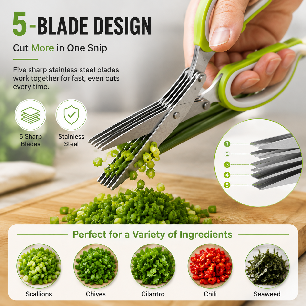✂️ 5-Blade Herb Scissors