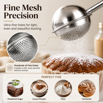 🥖 Stainless Steel Trigger Flour Duster – Scoop, Squeeze & Dust